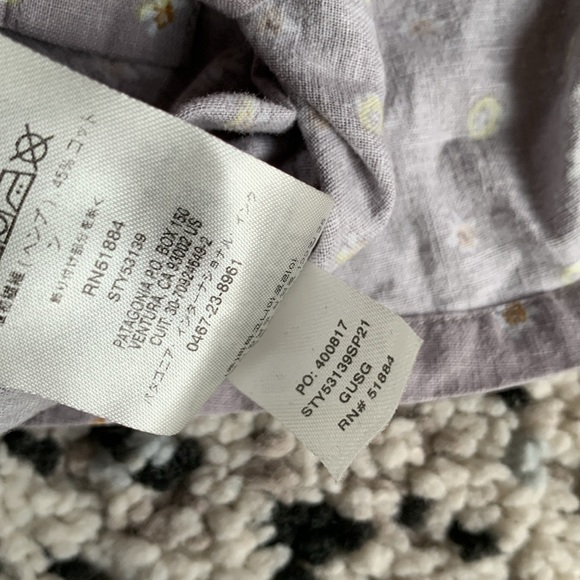 Patagonia Hemp Organic Cotton Blend Daisy Lemon Print Short Sleeve Shirt Small - Picture 15 of 16